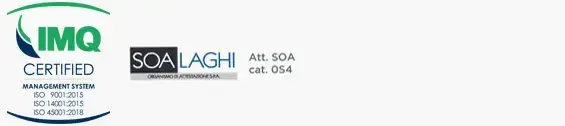 Riam azienda certificata ISO 9001 - ISO 14001 - ISO 45001 - SA8000:2014 - IMQ - SOA