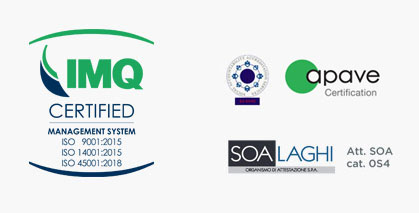 Riam azienda certificata ISO 9001 - ISO 14001 - ISO 45001 - SA8000:2014 - IMQ - SOA